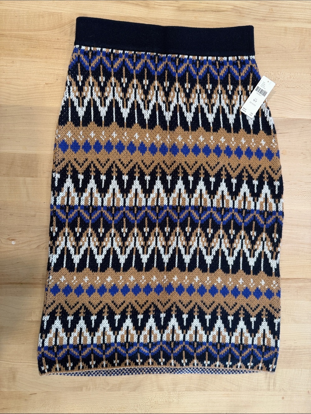 NWT By Anthropologie- Women's Patterned Knit Pencil Skirt - Black, Tan & Purple